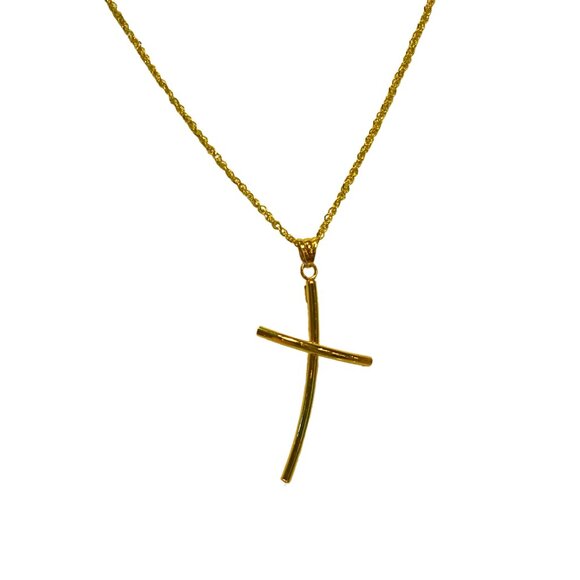 14K Yellow Gold Cross Pendant Necklace - Picture 1 of 2
